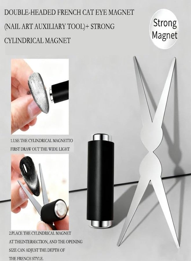 GEMSANVA Cat Eye Nail Magnet Tool, 2-in-1 Scissor Shape for French Effect with Cylindrical Magnet | Cat Eye Gel Polish Magnet for Nail Art DIY, Home Salon & Studio Use - Image 4